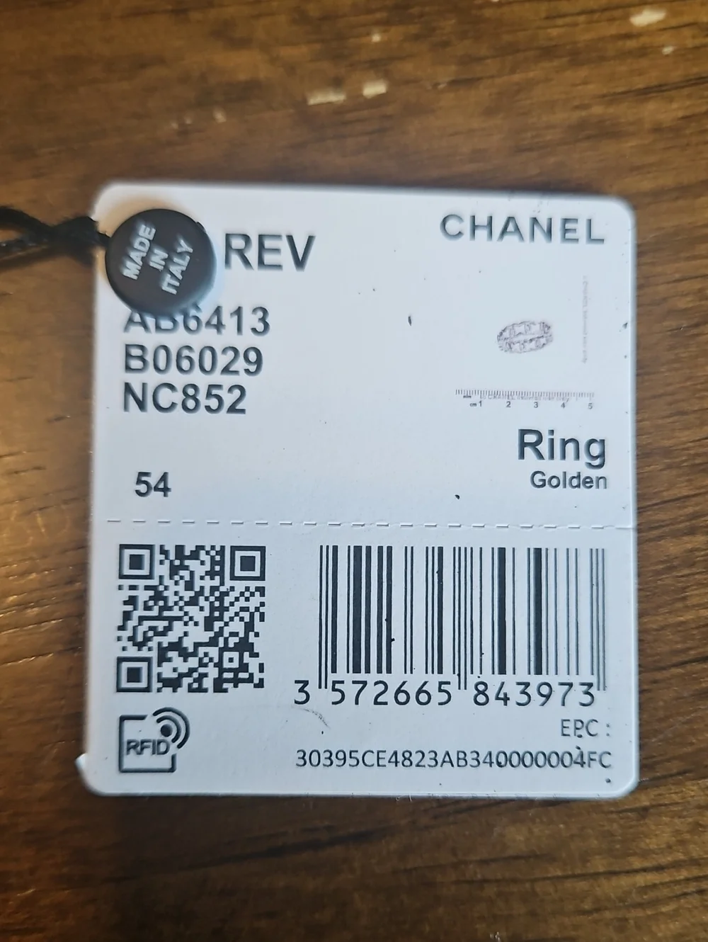 CHANEL Gold CC Logo Infinity Ring B22V [Size 7]